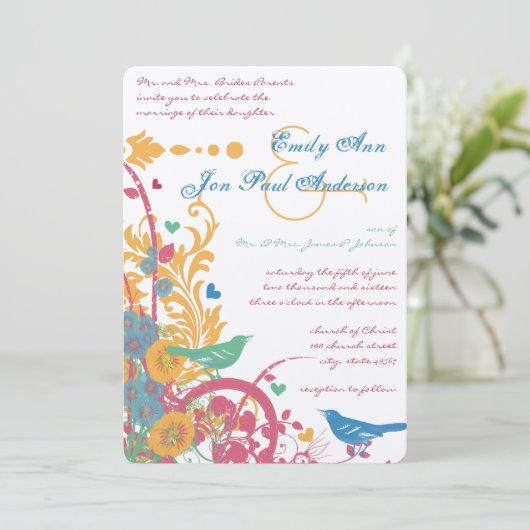 ティール(緑がかった色)アクアビーズワックスラズベリーグリーンロベバ結婚ードズ 招待状 (スタンド正面)