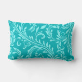 ティール（緑がかった色）、アクアフローラスワールダマスランバー装飾用クッション ランバークッション (裏面)