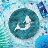 ティール(緑がかった色)アクアブルーグリッタースパークルマーメイド ペーパープレート (パーティー)