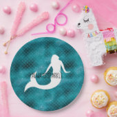 ティール(緑がかった色)アクアブルーグリッタースパークルマーメイド ペーパープレート (パーティー)