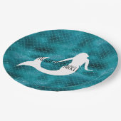 ティール(緑がかった色)アクアブルーグリッタースパークルマーメイド ペーパープレート (アングル)