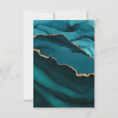 ティール（緑がかった色）アクアブルーグリーンアゲートゲード金ゴールドモノグラム サンキューカード (裏面)