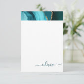 ティール（緑がかった色）アクアブルーグリーンアゲートゲード金ゴールドモノグラム サンキューカード (スタンド正面)