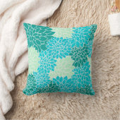 ティール（緑がかった色）アクアブルーグリーンフラワーズフローラ装飾用クッション クッション (ブランケット)