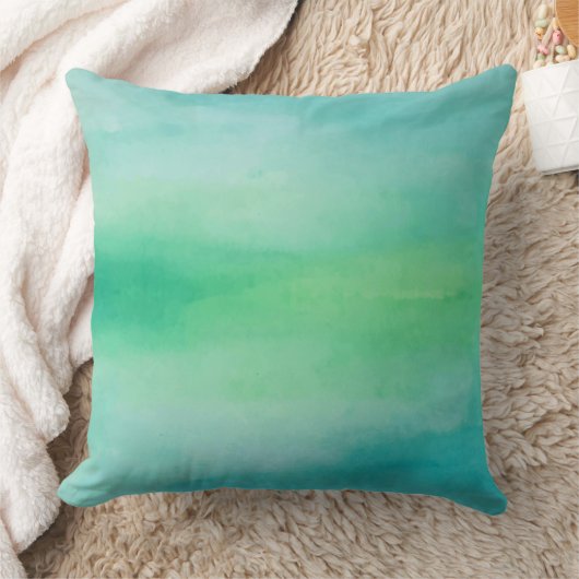 ティール（緑がかった色）アクアブルーグリーン抽象芸術装飾用クッション クッション (ブランケット)