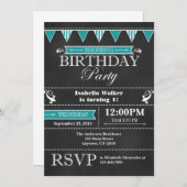 ティール（緑がかった色）アクアブルーシャルボード誕生日招待状 招待状 (正面/裏面)