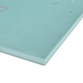 ティール(緑がかった色)アクアブルーシルバーグリッターガーリーモノグラム名 カッティングボード (角)