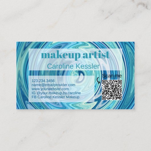 ティール（緑がかった色）アクアブルージェードグリーン抽象芸術アートパターン 名刺 (裏面)