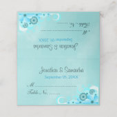 ティール(緑がかった色)アクアブルーハイビスカスフローラ折り畳みテーブル プレイスカード (外部開封)