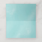 ティール（緑がかった色）アクアブルーハイビスカスフローラ折り畳みテーブル プレイスカード (内部開封)