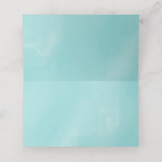 ティール（緑がかった色）アクアブルーハイビスカスフローラ折り畳みテーブル プレイスカード (内部開封)