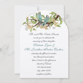 ティール(緑がかった色)アクアブルーバードウェディング招待状 招待状 (正面)