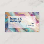 ティール(緑がかった色)アクアブルーパープルピンク金ゴールド大理石アートパターン 名刺 (正面)