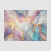 ティール（緑がかった色）アクアブルーパープルピンク金ゴールド大理石アートパターン 薄葉紙 (正面)