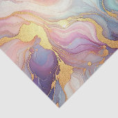 ティール（緑がかった色）アクアブルーパープルピンク金ゴールド大理石アートパターン 薄葉紙 (詳細)