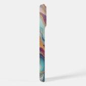 ティール(緑がかった色)アクアブルーパープルピンク金ゴールド大理石アートパターン iPhoneケース (右側面)