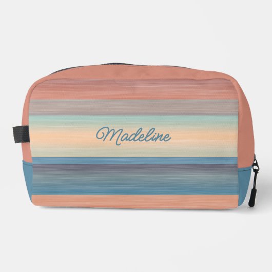 ティール（緑がかった色）アクアブルーピーチオレンジウォーターストライプカラー ドップキット (正面)