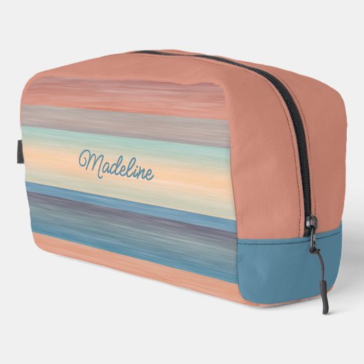 ティール（緑がかった色）アクアブルーピーチオレンジウォーターストライプカラー ドップキット (右コーナー)