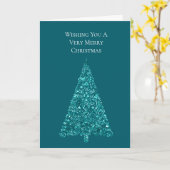 ティール（緑がかった色）アクアミントクリスマスツリー カード (黄色い花)
