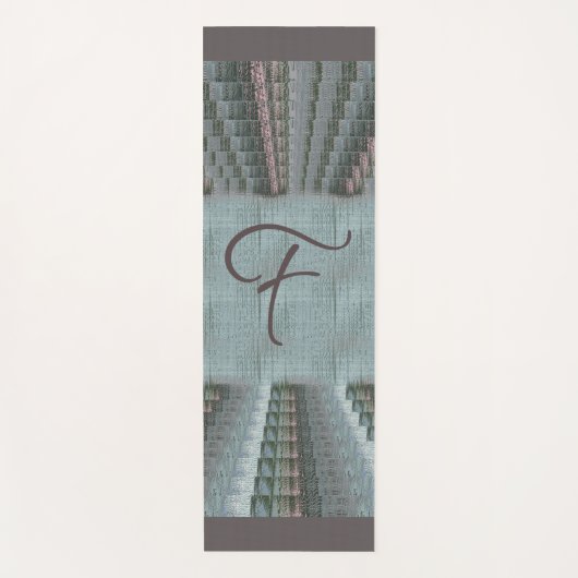 ティール(緑がかった色)アクアミントピンク赤面アーストーンキャンバス ヨガマット (正面)