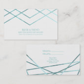ティール(緑がかった色)アクアモダンジオメトリックラインがフレンドを参照 紹介カード (正面/裏面)