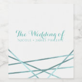 ティール（緑がかった色）アクアモダンジオメトリックラインカスタムパーティーワイン ワインラベル (シングルラベル)