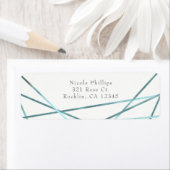 ティール（緑がかった色）アクアモダンジオメトリックラインパーティの招待状 ラベル (インサイチュ)