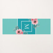 ティール（緑がかった色）&アクアモノグラム最高のマムエバーパーソナライズされた ヨガマット (裏面(横))