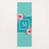 ティール（緑がかった色）&アクアモノグラム最高のマムエバーパーソナライズされた ヨガマット (裏面)