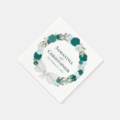 ティール(緑がかった色)アクアリース及びターコイズバラ結婚ズ スタンダードカクテルナプキン (角)