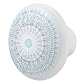 ティール（緑がかった色）アクア幾何曼荼羅セラミックノブ セラミックノブ (右)