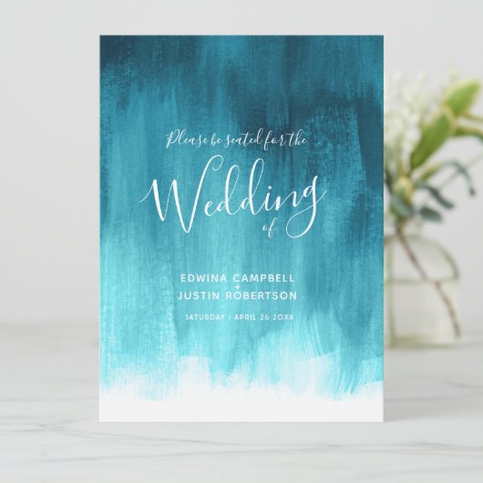 ティール(緑がかった色)アクア抽象芸術ア絵を描ト結婚の プログラム (スタンド正面)