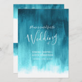 ティール(緑がかった色)アクア抽象芸術ア絵を描ト結婚の プログラム (正面/裏面)