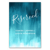 ティール(緑がかった色)アクア抽象芸術ウォッシュモダンアートテーブル予約 テーブルナンバー (正面)