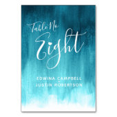 ティール(緑がかった色)アクア抽象芸術モダン洗浄芸術表8 テーブルナンバー (正面)