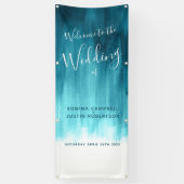 ティール(緑がかった色)アクア結婚のアートウェルカムバナー 横断幕 (縦)