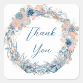 ティール（緑がかった色）アクア航海のターコイズブルーフローラいかりSq スクエアシール (正面)