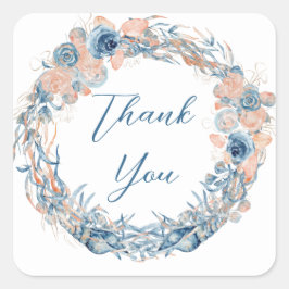 ティール（緑がかった色）アクア航海のターコイズブルーフローラいかりSq スクエアシール