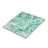 ティール（緑がかった色）、アクア、トロピカル葉 タイル (側面)