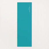 ティール（緑がかった色）&アクア |水彩フラワーズモノグラム ヨガマット (裏面)