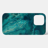 ティール(緑がかった色)アクリル注入抽象芸術流体アート Case-Mate iPhoneケース (裏面 (横))