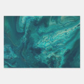 ティール（緑がかった色）アクリル系抽象芸術流動芸術 ラッピングペーパーシート (正面2)
