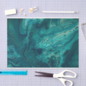 ティール（緑がかった色）アクリル系抽象芸術流動芸術 薄葉紙 (クラフト)