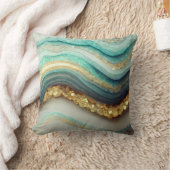 ティール(緑がかった色)アゲテゲードストーン クッション (ブランケット)