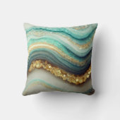 ティール(緑がかった色)アゲテゲードストーン クッション (裏面)