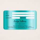 ティール(緑がかった色)アゲフェイクート真珠光沢箔ギフトカード (裏面)