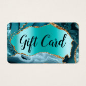 ティール(緑がかった色)アゲフェイクート真珠光沢箔ギフトカード (正面)