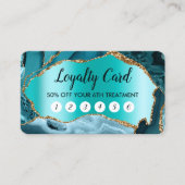 ティール(緑がかった色)アゲフェイクート真珠光沢箔ロイヤリティカード 名刺 (正面)