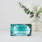 ティール(緑がかった色)アゲフェイクート真珠光沢箔ロイヤリティカード 名刺 (スタンド正面)