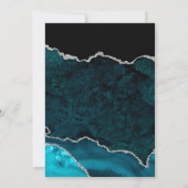 ティール(緑がかった色)アゲートシルバーグリッターゲフォーマルオ結婚ーズ 招待状 (裏面)